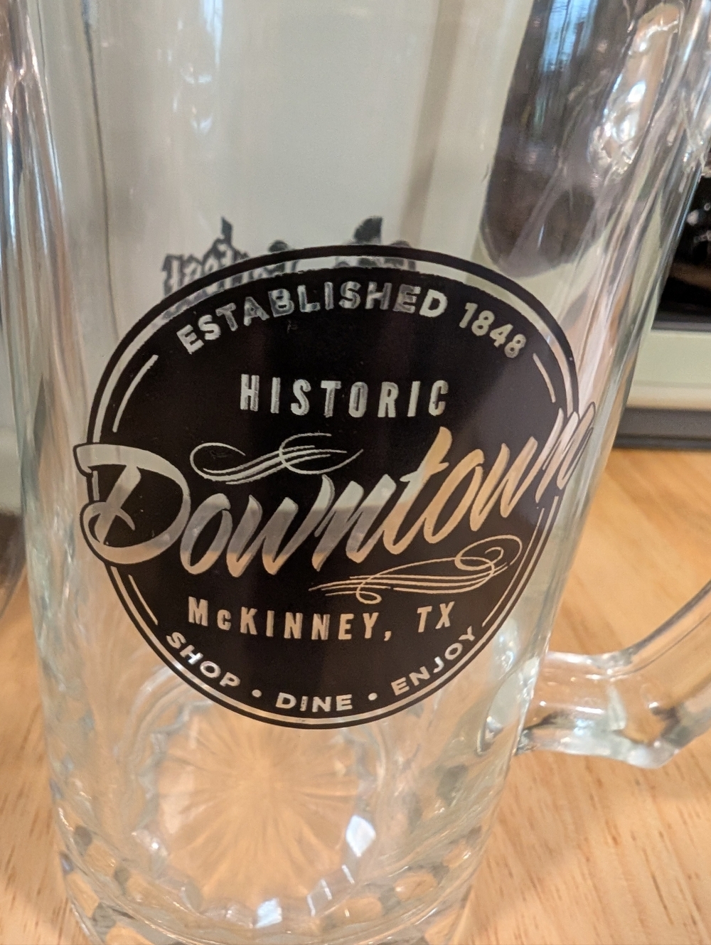 Downtown McKinney Clear Glass Beer Mugs - Set of 2 - Picture 2 of 4